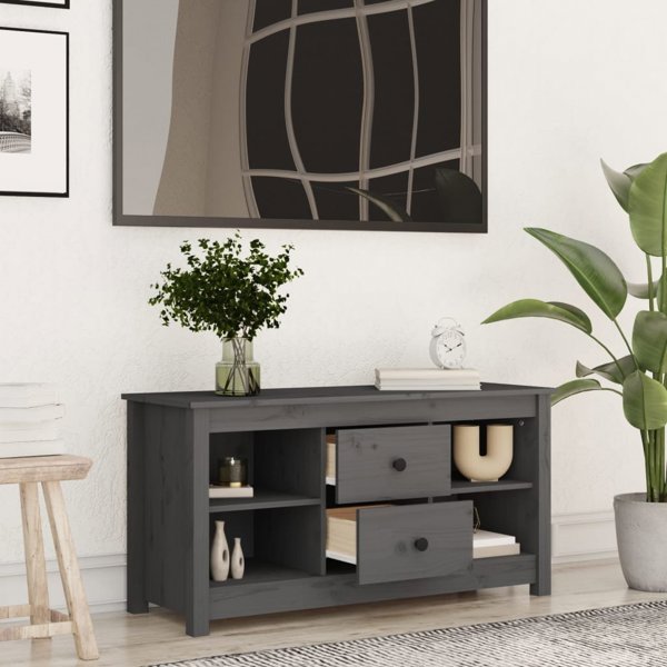 vidaXL Szafka pod telewizor, szara, 103x36,5x52 cm, drewno sosnowe