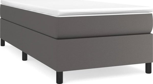 vidaXL Λύκνο Κομφορτάλε με Στρώμα, Γκρι, από Δερματίνη, 80x200 cm