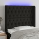 vidaXL Προσκέφαλο Κρεβατιού με LED, μαύρο, 93x16x118/128 εκ., ύφασμα