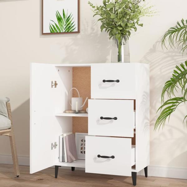 vidaXL Komoda, λευκή, 69,5x34x90 cm, υλικό πολυμερούς ξύλου