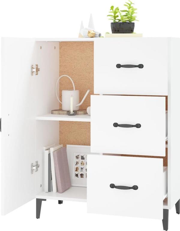 vidaXL Komoda, λευκή, 69,5x34x90 cm, υλικό πολυμερούς ξύλου