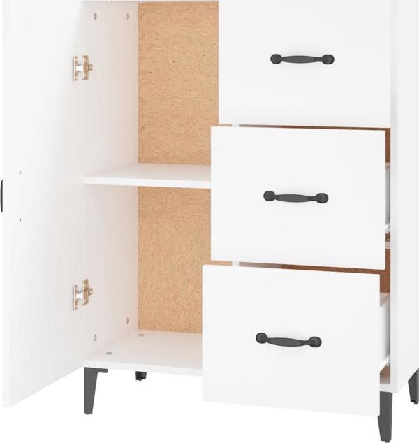 vidaXL Komoda, λευκή, 69,5x34x90 cm, υλικό πολυμερούς ξύλου