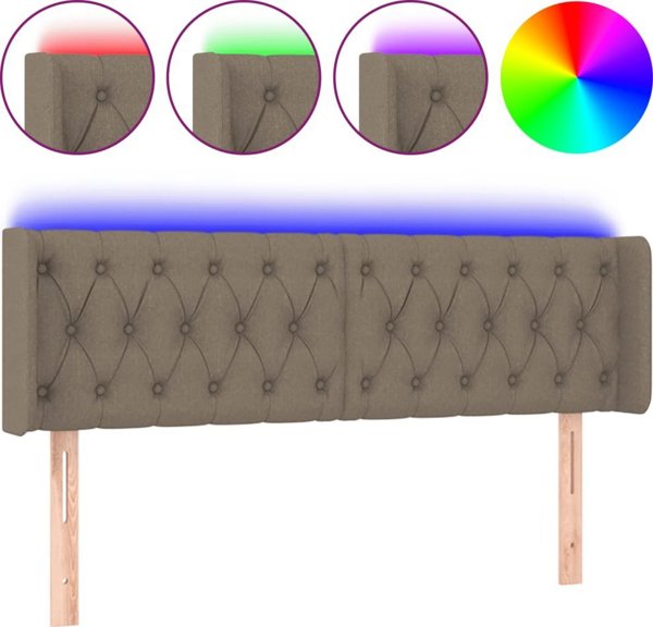 vidaXL Κεφαλάρι κρεβατιού με LED, ταουπέ, 163x16x78/88 εκ., ύφασμα