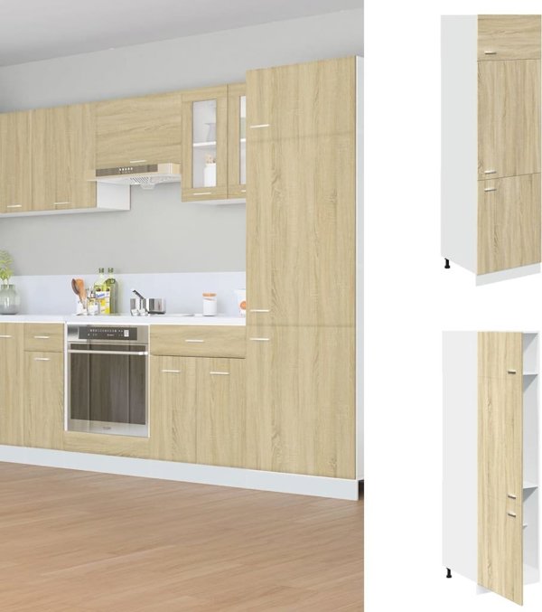 vidaXL Ντουλάπι για ψυγείο, χρώμα δρυς σονόμα, 60x57x207 εκ, μοριοσανίδα