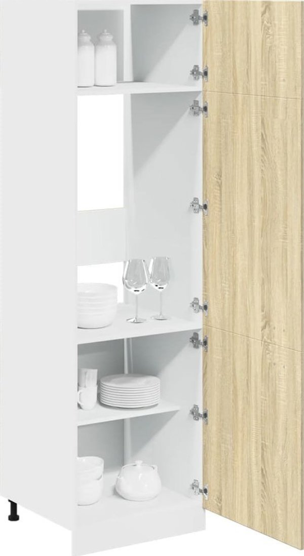 vidaXL Ντουλάπι για ψυγείο, χρώμα δρυς σονόμα, 60x57x207 εκ, μοριοσανίδα