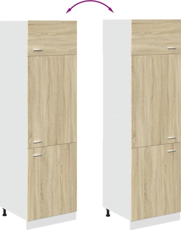 vidaXL Ντουλάπι για ψυγείο, χρώμα δρυς σονόμα, 60x57x207 εκ, μοριοσανίδα