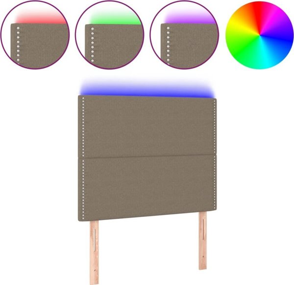 vidaXL Zaglowek do lozka z LED, taupe, 100x5x118/128 cm, tkanina