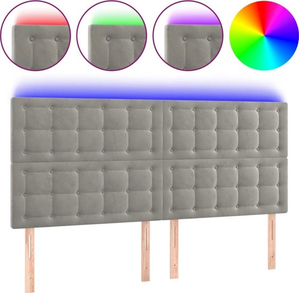 vidaXL Κεφαλάρι κρεβατιού με LED, ανοικτό γκρι, 180x5x118/128 cm, βελούδο