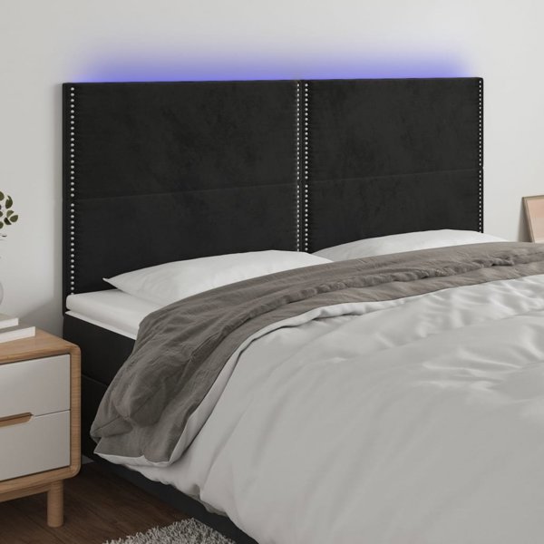 vidaXL Zaglowek do lozka z LED, mavro, 200x5x118/128 cm, aksamit