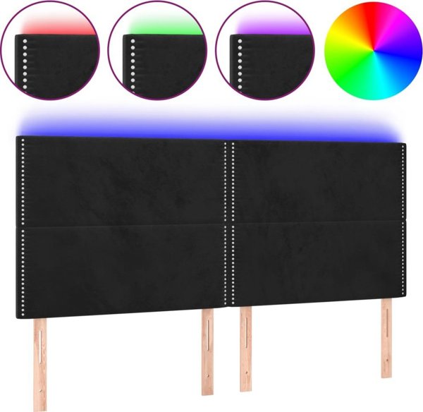 vidaXL Zaglowek do lozka z LED, mavro, 200x5x118/128 cm, aksamit