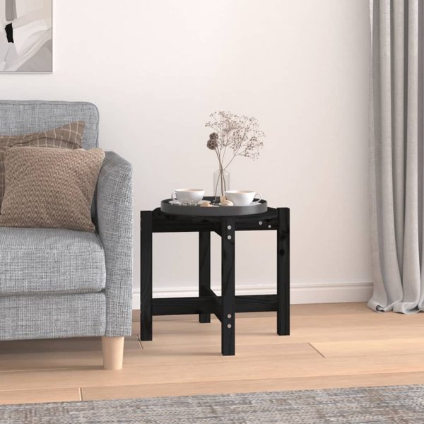vidaXL vidaXL Stolik kawowy, czarny,  52,5x45 cm, lite drewno sosnowe