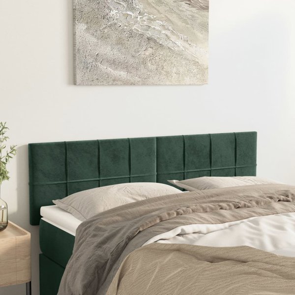 vidaXL Zaglowki do lozka, 2 szt, ciemnozielone, 72x5x78/88 cm, aksamit