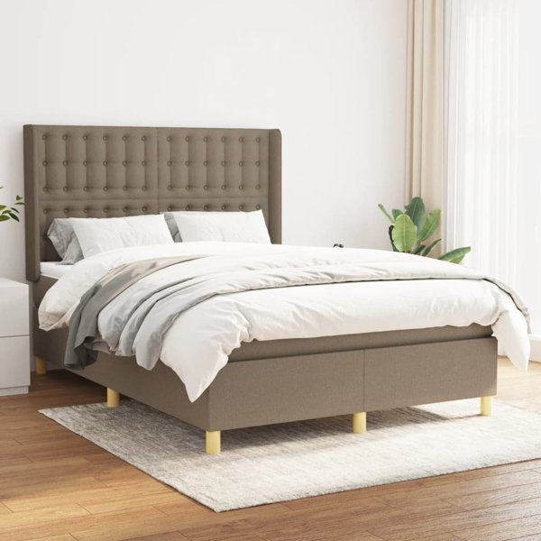 vidaXL Κρεβάτι Με Υπόστρωμα, Taupe, Υφασμάτινο, 140x200 εκ.