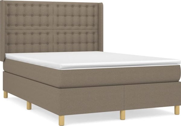 vidaXL Κρεβάτι Με Υπόστρωμα, Taupe, Υφασμάτινο, 140x200 εκ.