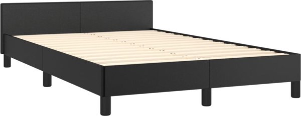 vidaXL Rama κρεβατιού με προσκέφαλο, μαύρο, 120x200 εκ., συνθετικό δέρμα