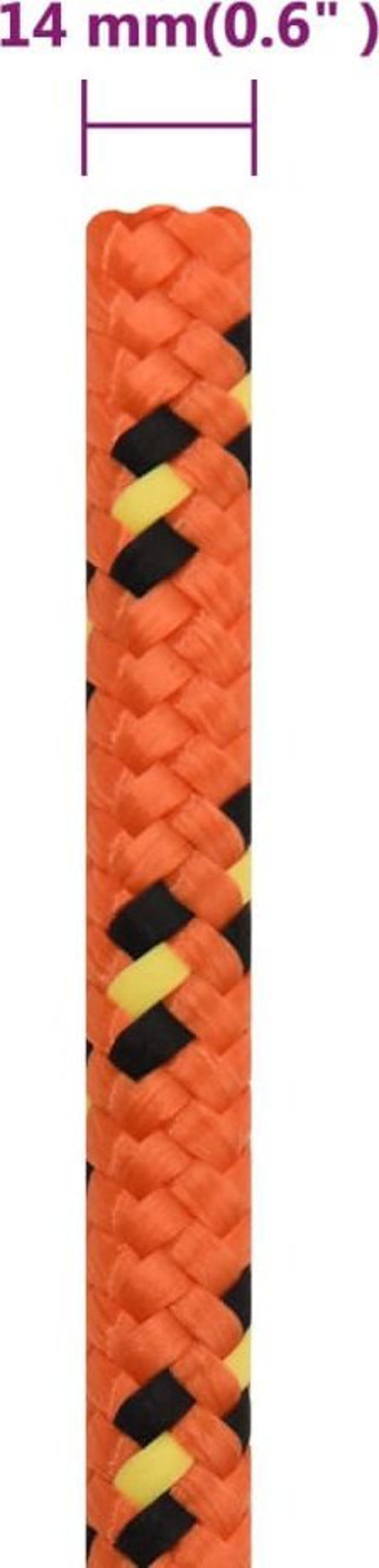 vidaXL Πορτοκαλί ναυτικό σχοινί, 14 mm, 250 m, πολυπροπυλένιο