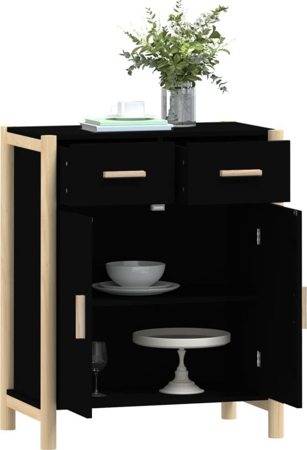 vidaXL Szafka, czarna, 62x38x75 cm, material drewnopochodny