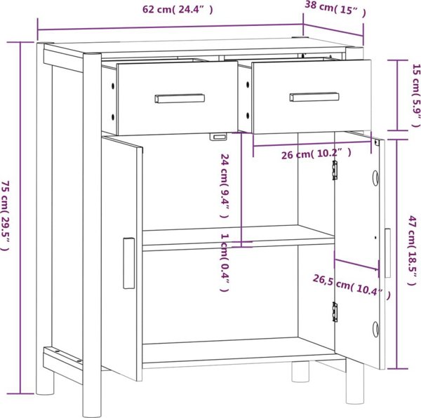 vidaXL Szafka, czarna, 62x38x75 cm, material drewnopochodny