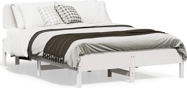 vidaXL Κορμός κρεβατιού χωρίς στρώμα, λευκός, 140x200 εκ., από μασίφ πεύκο