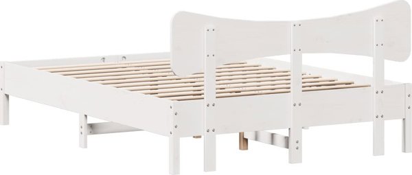 vidaXL Κορμός κρεβατιού χωρίς στρώμα, λευκός, 140x200 εκ., από μασίφ πεύκο