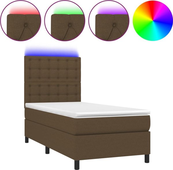 vidaXL Καναπεδένιο Κρεβάτι με Στρώμα, Καφέ, 90x190 εκ., Ύφασμα