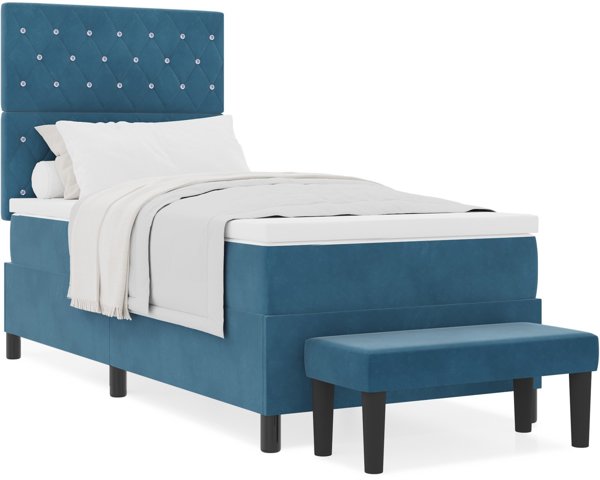 vidaXL Κρεβάτι Box Spring 100x200 cm βελούδο σκούρο μπλε