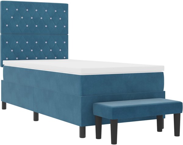 vidaXL Κρεβάτι Box Spring 100x200 cm βελούδο σκούρο μπλε