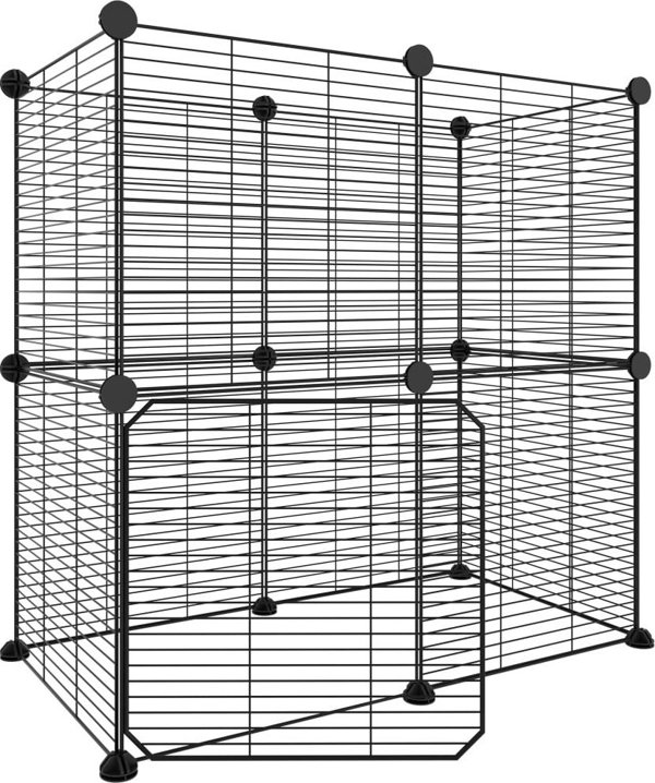 vidaXL Klatka dla zwierzat z bramka, 12 paneli, czarna, 35x35 cm, stal