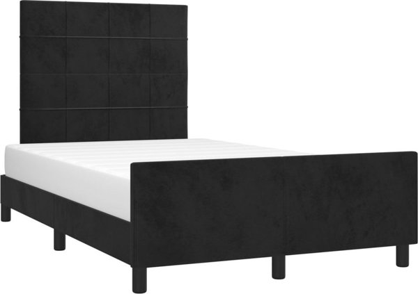 vidaXL Ράμα κρεβατιού με κεφαλάρι, μαύρο, 120x200 cm, βελούδο