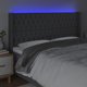 vidaXL Κεφαλάρι για κρεβάτι με φωτισμό LED, σκούρο γκρι, 183x16x118/128 cm, ύφασμα