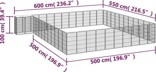 vidaXL vidaXL Kojec dla psa, 46 paneli, czarny, 50x100 cm, stal