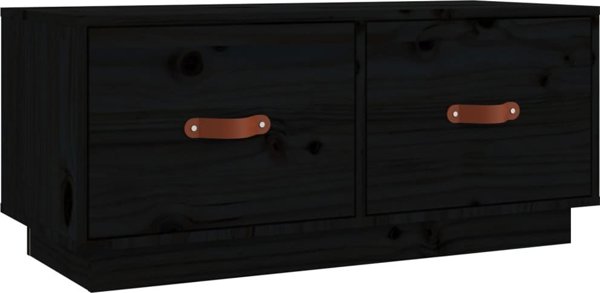vidaXL vidaXL Szafka pod TV, czarna, 80x34x35 cm, lite drewno sosnowe