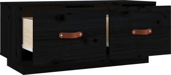 vidaXL vidaXL Szafka pod TV, czarna, 80x34x35 cm, lite drewno sosnowe