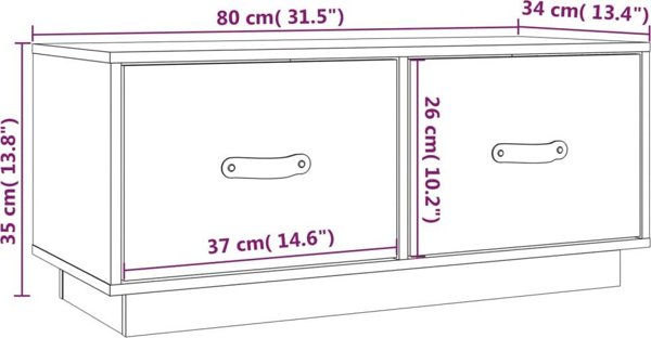 vidaXL vidaXL Szafka pod TV, czarna, 80x34x35 cm, lite drewno sosnowe
