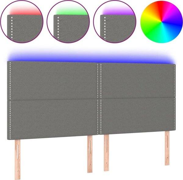 vidaXL Κεφαλάρι κρεβατιού με LED, σκούρο γκρι, 180x5x118/128 cm, ύφασμα
