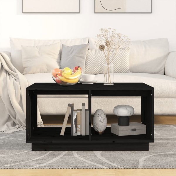 vidaXL vidaXL Stolik kawowy, czarny, 80x50x40 cm, lite drewno sosnowe