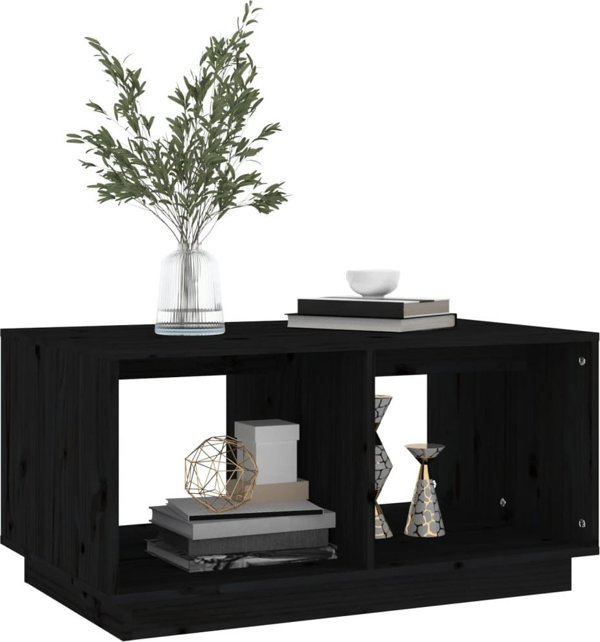vidaXL vidaXL Stolik kawowy, czarny, 80x50x40 cm, lite drewno sosnowe