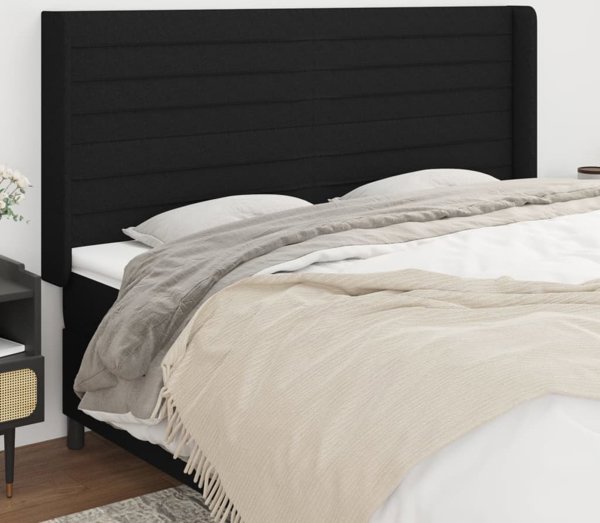 vidaXL Μαξιλάρι Κεφαλής Uszak, μαύρο, 183x16x118/128 εκ., ύφασμα