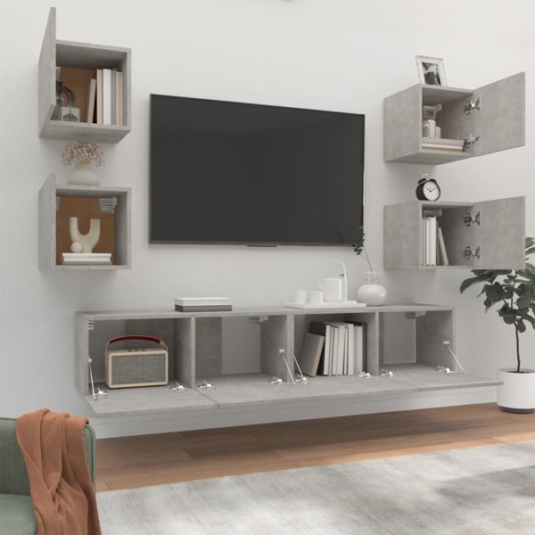 vidaXL Zestaw 6 Szafek Telewizyjnych Szarosc Betonu