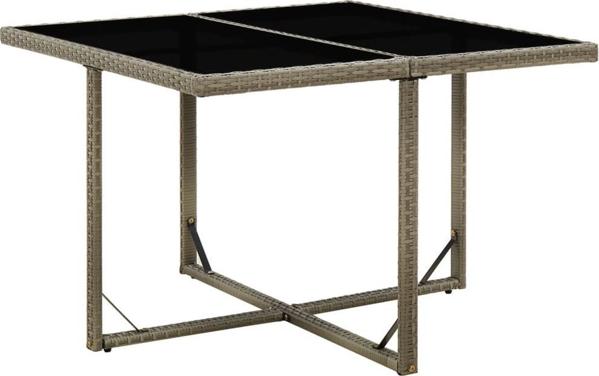 vidaXL Stol ogrodowy, szary, 109x107x74 cm, polirattan i szklo