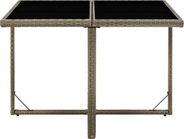vidaXL Stol ogrodowy, szary, 109x107x74 cm, polirattan i szklo