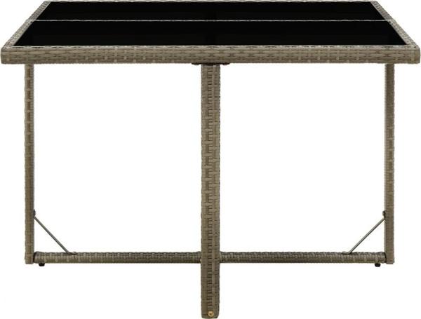 vidaXL Stol ogrodowy, szary, 109x107x74 cm, polirattan i szklo