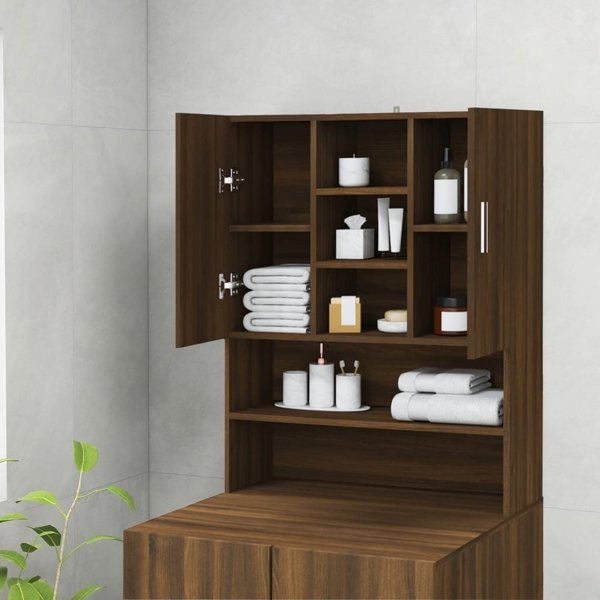vidaXL Ντουλάπι για πλυντήριο, καφέ δρυς, 70,5x25,5x90 εκ