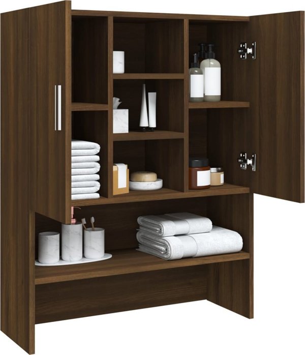 vidaXL Ντουλάπι για πλυντήριο, καφέ δρυς, 70,5x25,5x90 εκ