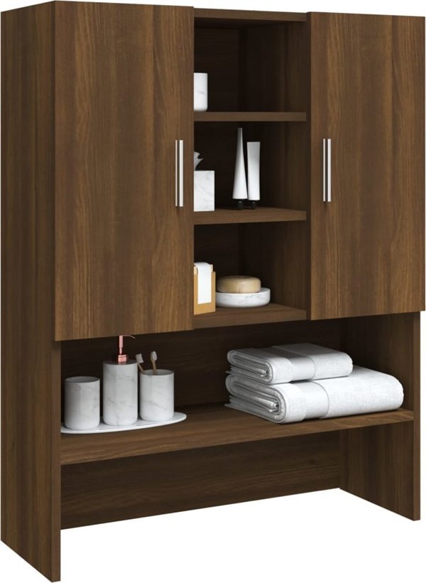 vidaXL Ντουλάπι για πλυντήριο, καφέ δρυς, 70,5x25,5x90 εκ