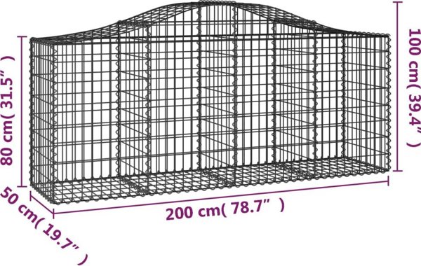 vidaXL Καλάθια γκαμπιόν 20 τεμ 200x50x80/100 cm γαλβανισμένο σίδερο