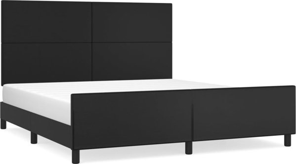 vidaXL Κορνίζα κρεβατιού με κεφαλάρι, μαύρο, 160x200 εκ., τεχνητό δέρμα