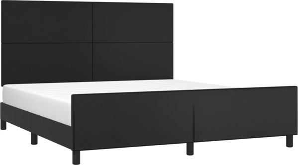 vidaXL Κορνίζα κρεβατιού με κεφαλάρι, μαύρο, 160x200 εκ., τεχνητό δέρμα