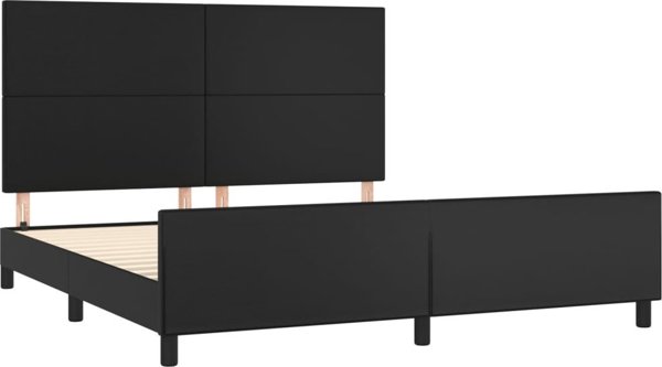 vidaXL Κορνίζα κρεβατιού με κεφαλάρι, μαύρο, 160x200 εκ., τεχνητό δέρμα