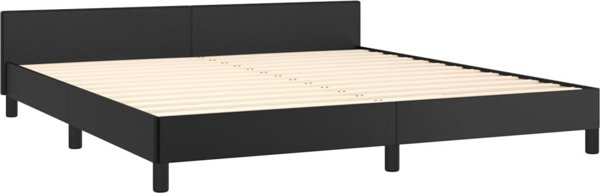 vidaXL Κορνίζα κρεβατιού με κεφαλάρι, μαύρο, 160x200 εκ., τεχνητό δέρμα